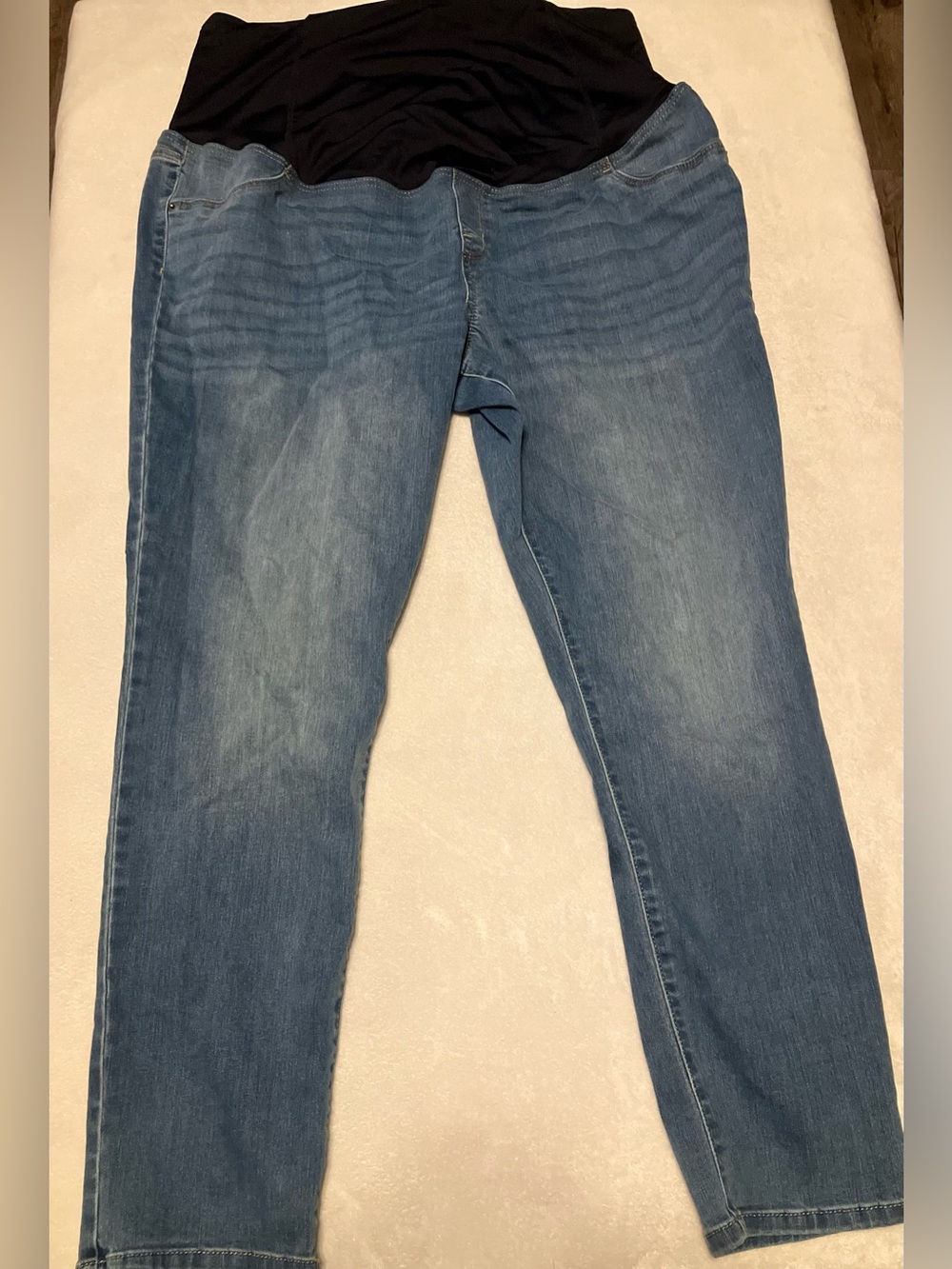 Maternity Skinny Jeans with Black Panel - Light Blue